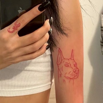 「杜賓」狗頭刺青 紋身貼紙 微刺青 輕紋身 紋身貼 動物 狗狗 歐美 龐克 街頭 DIY 防水 超美 性感 文字 草寫