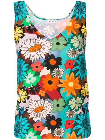 Amir Slama - floral-print V-neck vest top - women - Polyimide/Elastane - M - Multicolour
