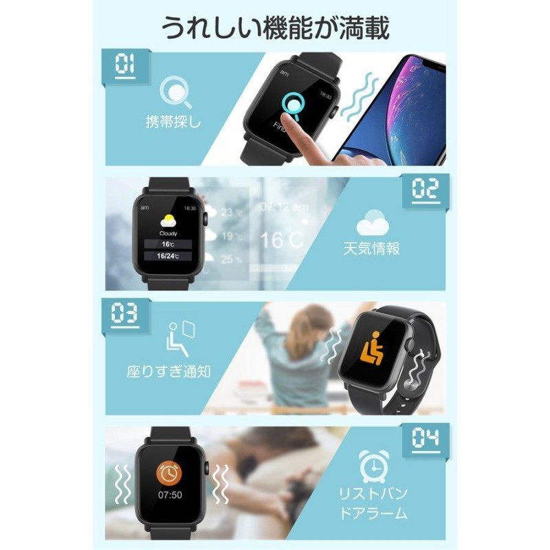 スマートウォッチ H2 itDEAL 体温測定 心拍計 歩数計 血中酸素 1.54