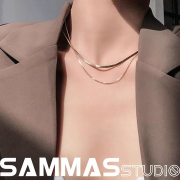 SAMMAS項錬 雙層蛇骨鏈 質感 正品 女小眾設計感 鎖骨高級簡約甜酷飾品 簡約