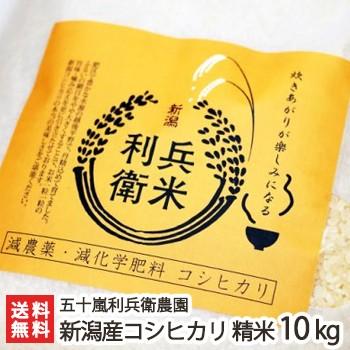 減農薬・減化学肥料 新潟産 炊きあがりが楽しみになるコシヒカリ 精米10kg 五十嵐利兵衛農園 送料無料