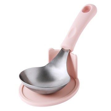 Max Cook 不鏽鋼料理湯勺+湯勺架組  長柄湯匙(長 21 cm x 寬 8 cm x 深 2.5 cm) 底座(11.5 x 9 x 4.5 cm)  1組  粉色