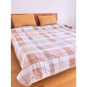 某森家 絎縫床蓋單件格子夾棉床單加厚鋪蓋墊子鋪沙發可機洗床品