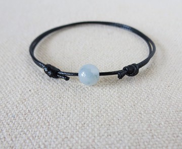 本命年【幸運石】淡冰紫微飄花翡翠韓國蠟線手鍊Lgc18招財、開運