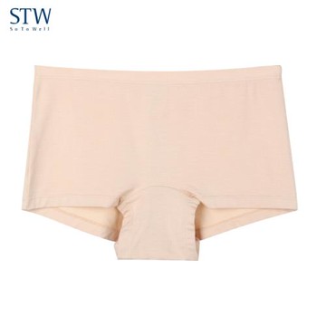 STW女士內褲莫代爾無痕平角褲中低腰超薄四角底褲安全大碼短褲頭