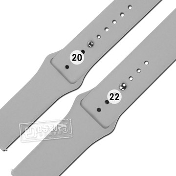 Watchband / 20.22 mm / 各品牌通用 快拆錶耳 輕盈舒適 運動型 穿式按夾扣 矽膠錶帶 灰色 ＃836-11-GY