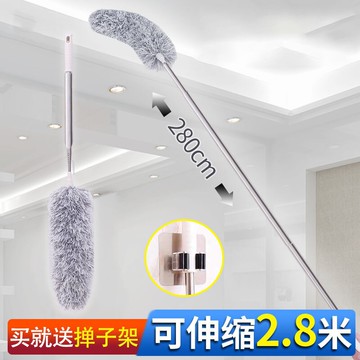 可伸縮加長桿雞毛禪子毯子除塵撣子家用掃灰擦屋頂天花板清潔神器