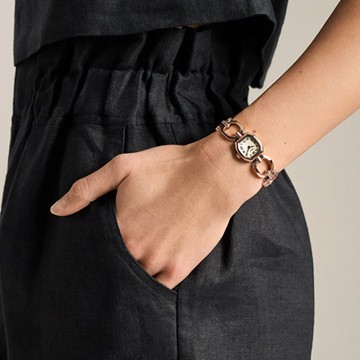 【FOSSIL】Harlow Mini 永恆八芒羅馬數字手鍊女錶 玫瑰金不鏽鋼錶帶 20 MM ES5484