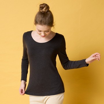 華歌爾-健康蘭姿系列 M-LL圓領長袖保暖衣(優雅黑) LT296123BL