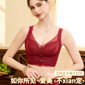 【院線】無鋼圈聚攏傳統型無插片文胸女上托防下垂調整型蕾絲內衣