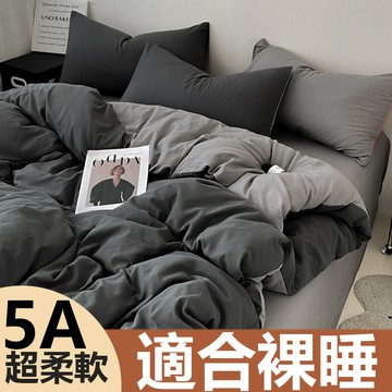 適合裸睡 【台灣現貨免運】抑菌抗菌雙人床包四件組 雙人標準/加大/ 素色床笠 簡約床包組 床罩 枕頭套 被套/水洗棉被單