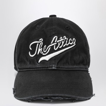 Vintage-effect black baseball cap