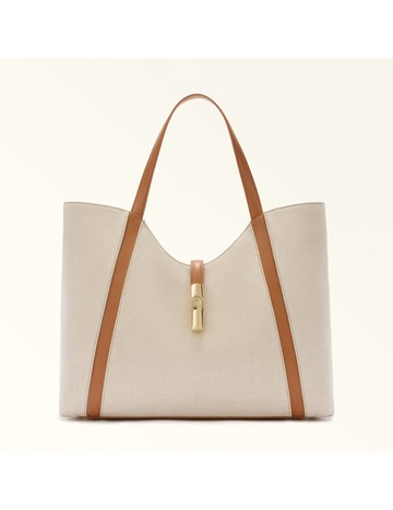 Furla Shopping Drop Xl In Canvas And Leather