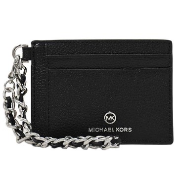 MICHAEL KORS Jet Set Charm 浮雕LOGO鍊條掛飾卡夾.黑