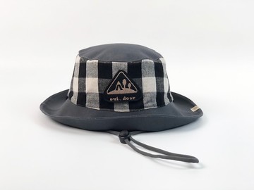 VA.outdoor  防潑水格紋漁夫帽/暗灰色