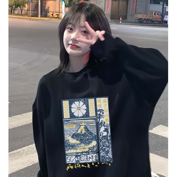大LOGO款長袖T恤女  100%純棉  日系印花上衣女  秋冬女生打底衫  XH  內搭上衣  厚款T恤