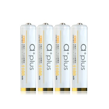 a+plus 可重複使用次數高達1500回 高容量1100mAh低自放AAA-4號充電電池(白金款) 4入