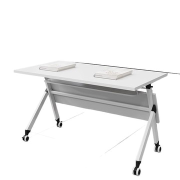 折疊會議桌培訓臺職員辦公桌椅組合雙人可移動拼接側翻長條桌課桌[DD030109]