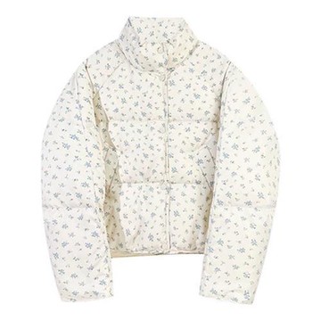 【米蘭精品】真羽絨90%鴨絨羽絨外套夾克-韓系田園風碎花白鴨絨女夾克2色74jx43