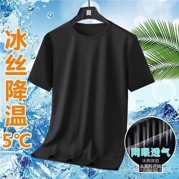 ✨新春新品✨ 短袖T恤 男夏季 圓領打底衫 牛奶絲 修身百搭 速幹運動 上衣男透氣速幹     NIBD