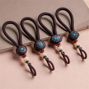 【巴黎精品】現貨+預購 鑰匙扣手機吊飾手機鑰匙圈掛飾吊繩吊墜掛件招財淨化開運-黑檀吉祥掛繩款7款a1kf58