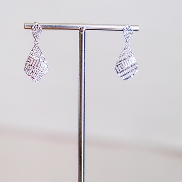 Geometric 幾何圖形迷宮耳環 | 意大利925純銀玫瑰金鏤空