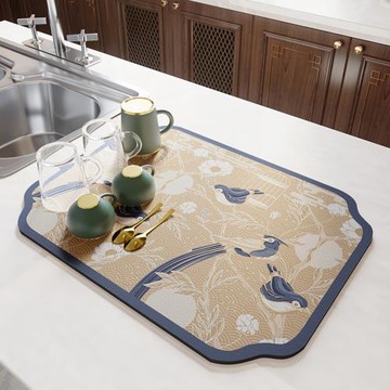 【傢飾美】吸水防油高分子硅藻土瀝水墊30*40CM(多款任選)