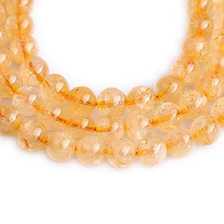 GEM-Inside Genuine Citrine Gemstone Loose Beads Natural 10mm Round Yellow Energy Stone Power Beads for Jewelry Making 15