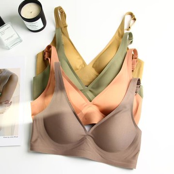 日本果凍膠無痕光面內衣女無鋼圈超薄款舒適透氣上托一片式文胸罩