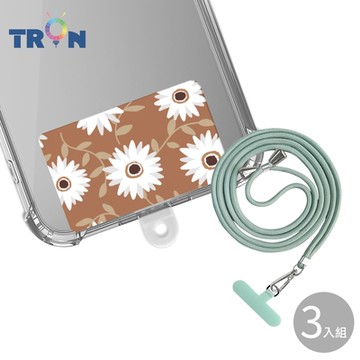 TRON iPhone 11棕底白花防摔 手機 掛繩 手機殼