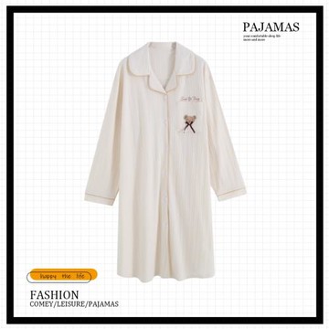 睡裙睡衣女春秋季純棉長袖2025年新款開衫可愛冬待產家居服孕婦