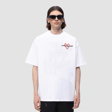 WE11DONE 愛心印花小眾潮牌美式重磅純棉寬松情侶款短袖T恤男女