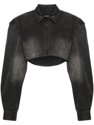 Alexander Wang - cotton cropped shirt - women - Cotton - XXS - Grey