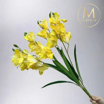【Floral M】步步高升春節劍蘭招財黃仿真花材（1入組）(人造花/塑膠花/假花/裝飾花)
