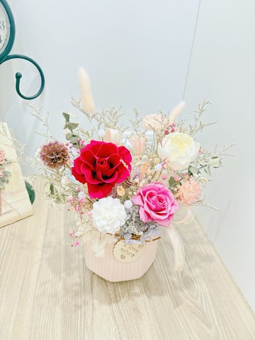 粉色永生花花盆