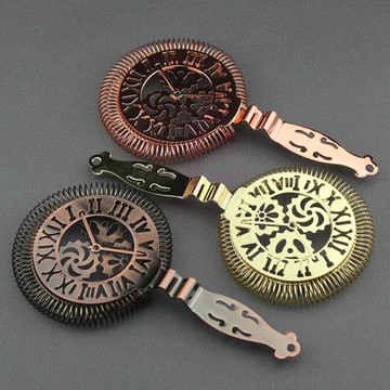 酒術不銹鋼時鐘造型調酒過濾器歐式霍桑濾冰器隔冰器過濾網濾酒器