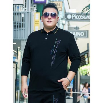 2024秋季加肥加大碼男裝長袖t恤polo衫特大號寬松胖子有領體恤衫