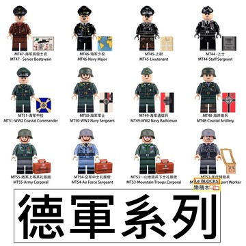 3032樂積木【當日出貨】第三方二戰德軍Z12~Z23陸軍上等兵禮服空軍德軍士兵山地獵兵 MT52上尉海軍少校海岸砲兵