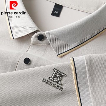 皮爾卡丹夏2025新款冰絲短袖t恤男士商務休閑中年上衣翻領POLO衫