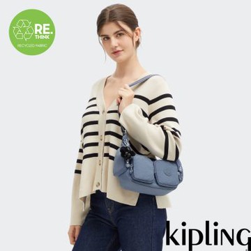Kipling 岩石藍多拉鍊收納側背包-RIKKA S
