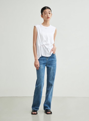 前抓摺無袖背心