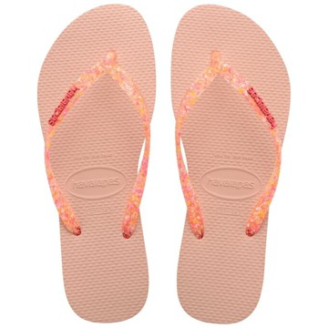 havaianas 哈瓦士 巴西人字拖 女款 Slim logo metallic 粉橘點果凍帶 拖鞋 夾腳拖【南風百貨】