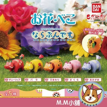 【M.M小舖】『現貨』 BANDAI 轉蛋 扭蛋 花朵神獸牛排隊公仔 花朵 神獸 排隊 神牛 排排站  全5款