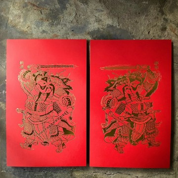 馬年開運門神春聯/驅邪納福河南開封門神/左右一對/燙亮黃金