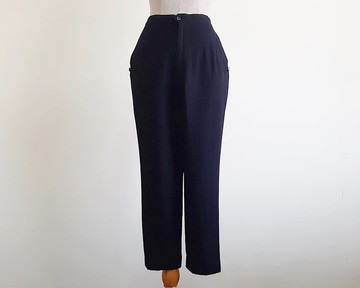 復古黑色錐形褲 女款 高腰 羊毛長褲 XS S 25 26