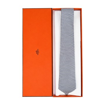 HERMES 愛馬仕 H Duo手工縫製真絲領帶(玫瑰色 / 藍色)