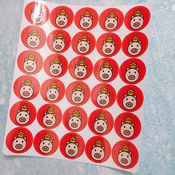 小豬 圓形貼紙 30枚 3cm