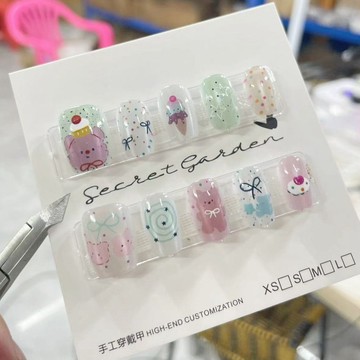 🎀台灣出貨🎀新款穿戴星星貓眼清新短副可愛指甲可拆卸貼片美甲甲片學生成品