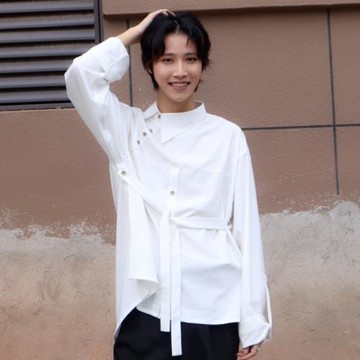 無形閃月原創設計潮牌男小眾設計感日系山本風高級感寬松長袖襯衫