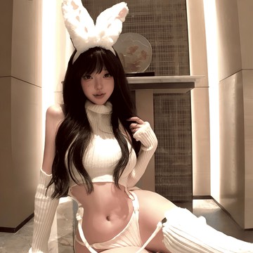 新品【高領針織連身造型服】高彈修身 不刺癢 綁帶剪裁 派對造型穿搭 兔耳朵 毛衣女 5020